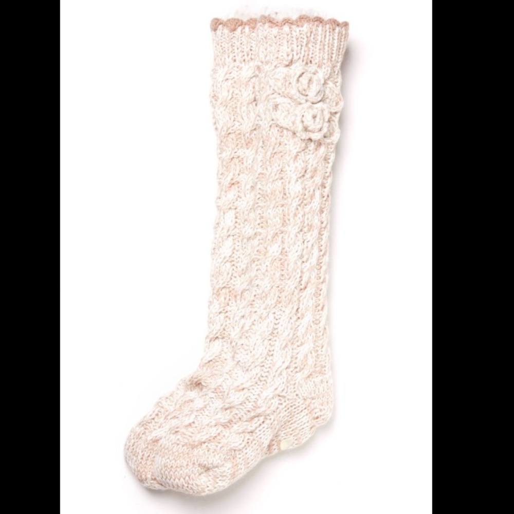 Lemon Faux Fur Knit Slippers Knee High Rose Pink😍